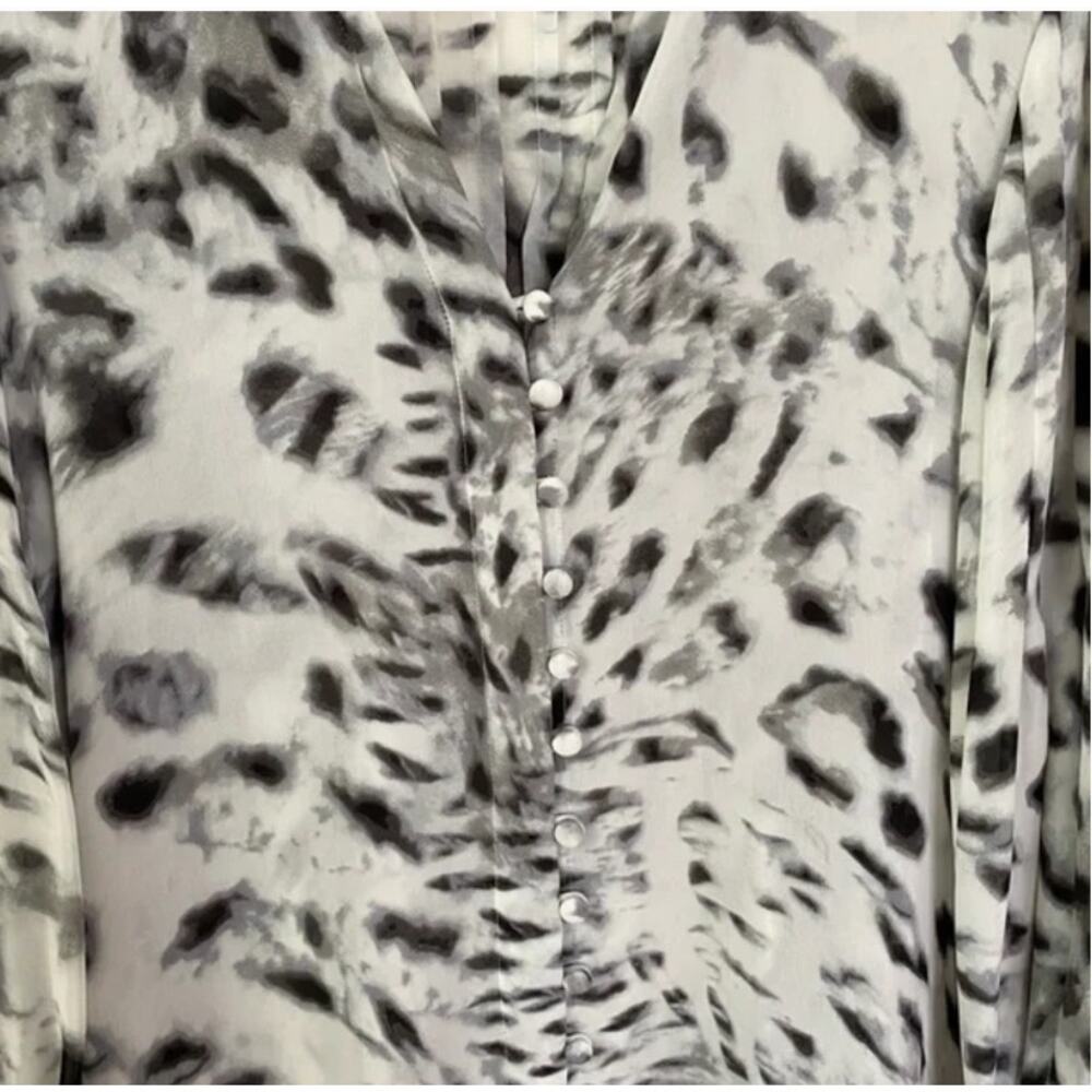 Parker Leopard Print Button Front Blouse Small - image 2